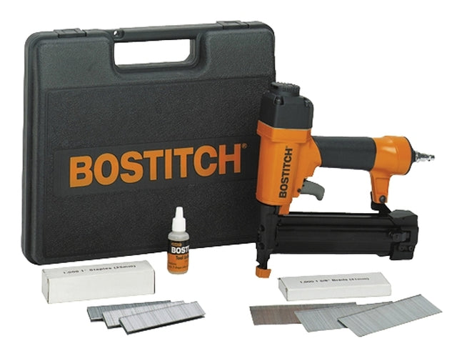 Bostitch SB-2IN1 Nailer/Stapler Combo Kit, 100 Magazine, Glue Collation, 5/8 to 1-5/8 in Fastener