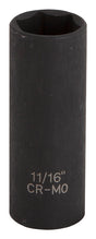 Vulcan MT6580116 Deep Impact Socket, 11/16 in Socket, 3/8 in Drive, Deep Drive, 6-Point, Chrome Molybdenum Steel