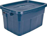 Rubbermaid Roughneck RMRT140008 Nestable Storage Box, Polyethylene, Dark Indigo, 23.9 in L, 15.9 in W, 12.2 in H, Pack of 6