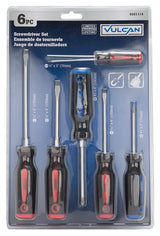 Vulcan SD-SET-6 Screwdriver Set, 6-Piece, Chrome Vanadium Steel, Chrome, Black & Blue/Black & Red (Handle)