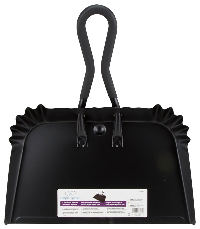 Simple Spaces DL-5006 Dustpan, 17-3/4 in L, 17 in W, Steel, Black