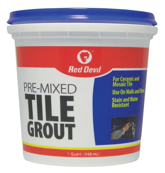 Red Devil 0424 Tile Grout, White, 1 qt Tub