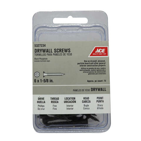 Ace No. 6 wire X 1-5/8 in. L Phillips Fine Drywall Screws 75 pk