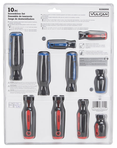 Vulcan SD-SET-7 Screwdriver Set, 10-Piece, Blue & Red (Handle)