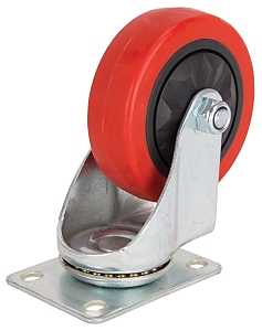 ProSource JC-384-G Swivel Caster, 4 in Dia Wheel, 30 mm W Wheel, PU Wheel, Red, 220 lb, Steel Housing Material