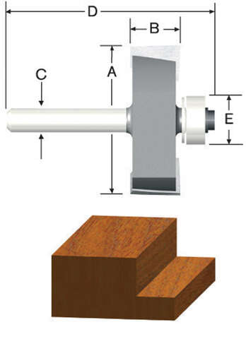 Vermont American 1-1/2 in. D X 1/2 in. X 2-1/8 in. L Carbide Tipped Rabbeting Router Bit