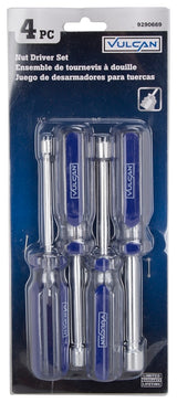 Vulcan JLO-040 Nut Driver Set, 4-Piece, Carbon Steel, Chrome, Transparent & Blue (Handle)