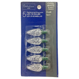 Celebrations Blue LED C6 Cool White 5 ct Replacement Christmas Light Bulbs