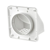 Lambro 1471W Hood Vent, 4 in Duct, Plastic Hood, White Hood