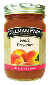 Dillman Farm All Natural Peach Preserves 16 oz Jar, Pack of 6