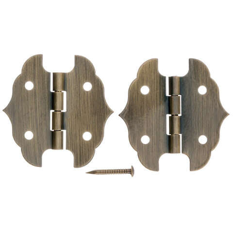 Ace 1-1/8 in. W X 1-1/8 in. L Antique Brass Brass Decorative Hinge 2 pk