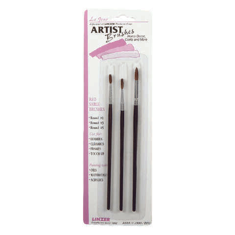 Linzer No. 1/3/5 Round Artist Paint Brush Set, Pack of 12