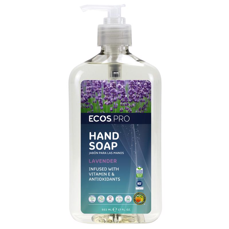 Ecos PL9665/6 Hand Soap Clear, Liquid, Clear, Lavender, 17 oz, Bottle, Pack of 6