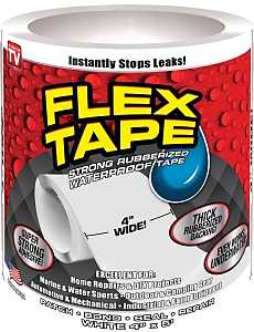 Flex Tape TFSWHTR0405 Tape, 5 ft L, 4 in W, Rubber Backing