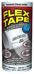 Flex Seal TFSCLRR0805 Repair Tape, 5 ft L, 8 in W, Clear