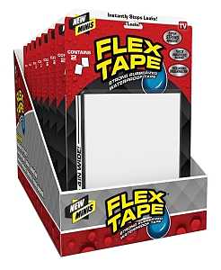 Flex Tape TFSWHTMINI Duct Tape, 4 in L, 3 in W, Plastic Backing, White