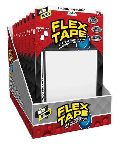 Flex Tape TFSWHTMINI Duct Tape, 4 in L, 3 in W, Plastic Backing, White