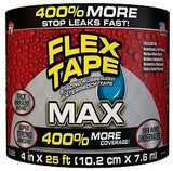 Flex Tape TFSMAXBLK04 Tape, 25 ft L, 4 in W, Rubber Backing, Black