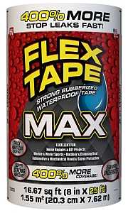 Flex Tape TFSMAXWHT08 Tape, 25 ft L, 8 in W, Rubber Backing, White