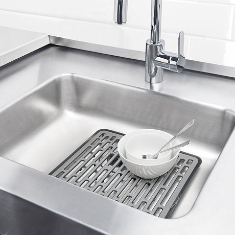 Good Grips 13190610 Sink Mat, 12-1/4 in L, 11-1/2 in W, 1/2 in Thick, Silicone, Gray