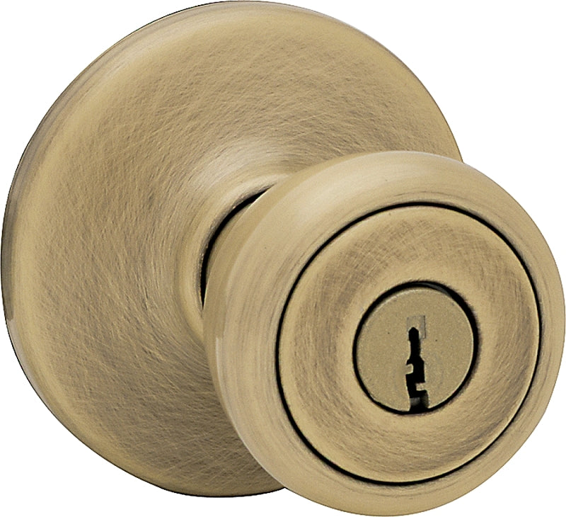 Kwikset 400T 5CPK6 Entry Knob, Antique Brass, K6 Keyway, 3 Grade