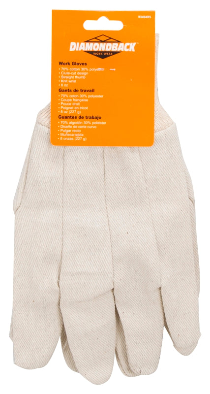 Diamondback GV-5221-3L Clute-Cut Work Gloves, One-Size, Straight Thumb, Knit Wrist Cuff, 70% Cotton 30% Polyester, 8 oz, Pack of 12