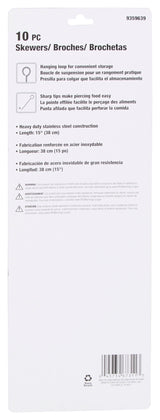 Omaha BBQ-37243B Skewer, 15 in L, Stainless Steel