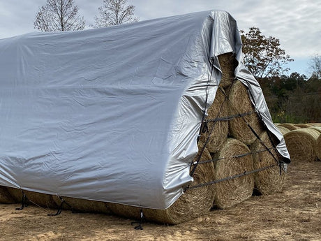 Dize Weathermaster HD2536 Hay Bale Cover, 25 ft L, 36 ft W, Polyethylene, Black/Silver