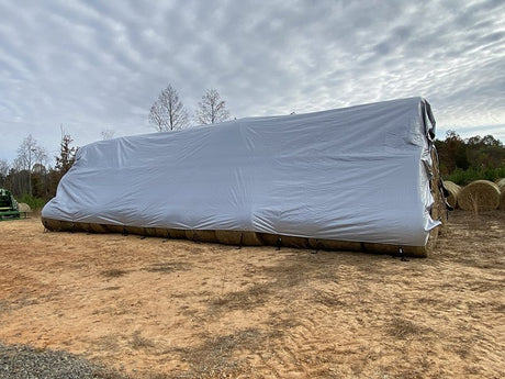 Dize Weathermaster HD2848 Hay Bale Cover, 28 ft L, 48 ft W, Polyethylene, Black/Silver