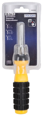 Vulcan 34100D Multi-Bit Screwdriver, Slotted: 3/16 in, 1/4 in, Phillips: #1, #2, Star: T15, T20 Drive, 7-3/8 in OAL