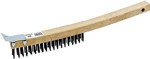 ProSource WB01319S Wire Brush with Scraper, 1-1/2 L Trim, Metallic Bristle, 5/8 in W Brush, 14-1/4 in OAL