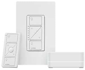 Lutron Caseta Wireless P-BDG-PKG1W Smart Lighting Dimmer Switch Starter Kit, White