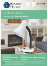Boston Harbor TL-TB-134-WH-3L Flexible Desk Lamp, 120 V, 60 W, 1-Lamp, CFL Lamp, White Fixture, White