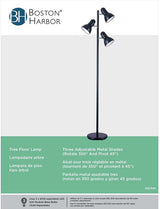 Boston Harbor TL-TREE-134-BK-3L Tree Lamp, 120 V, 180 W, 3-Lamp, Incandescent Lamp, Metal, Black Finish