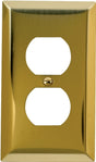 Amerelle 163DBR Receptacle Wallplate, 4-5/16 in L, 2-7/8 in W, 1 -Gang, Steel, Polished Brass
