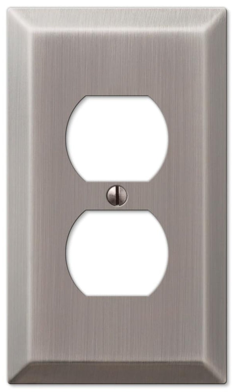 Amerelle Century 163DAN Outlet Wallplate, 4-15/16 in L, 2-7/8 in W, 1 -Gang, Steel, Antique Nickel, Screw Mounting, Pack of 4