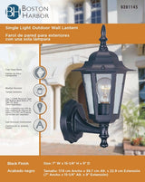 Boston Harbor AL8041-5 Outdoor Wall Lantern, 120 V, 60 W, A19 or CFL Lamp, Aluminum Fixture, Black