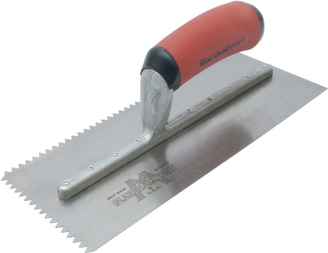 Marshalltown 780SD Trowel, 11 in L, 4-1/2 in W, V Notch, Curved Handle