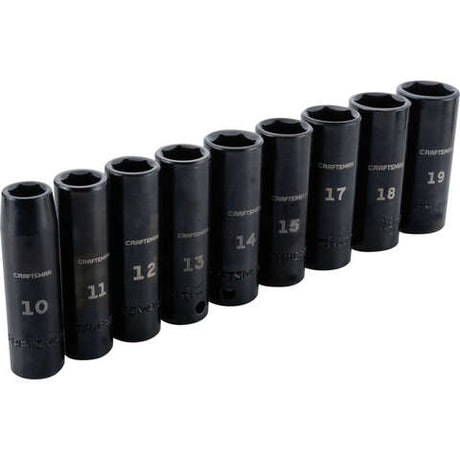 Craftsman 3/8 in. drive Metric 6 Point Deep Socket Set Deep Impact Socket Set 9 pc