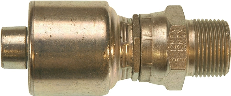 Gates MegaCrimp G25105-0806 Hose Coupling, 3/8 x 1/2 in Dia, 3.22 in, 3/8-18, Crimp x NPTF, Straight Angle, Steel, Zinc