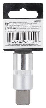 Vulcan 3506012213 Fractional Hex Bit Socket, 9/16 in Tip, 1/2 in Drive, Chrome, 2-1/2 in OAL