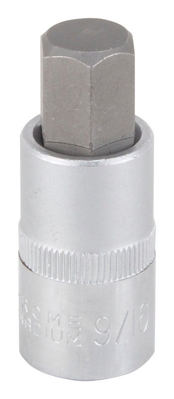 Vulcan 3506012213 Fractional Hex Bit Socket, 9/16 in Tip, 1/2 in Drive, Chrome, 2-1/2 in OAL