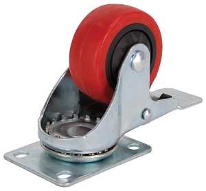 ProSource JC-386-G Swivel Caster with Brake, 3 in Dia Wheel, 30 mm W Wheel, PU Wheel, Red, 176 lb