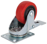 ProSource JC-386-G Swivel Caster with Brake, 3 in Dia Wheel, 30 mm W Wheel, PU Wheel, Red, 176 lb