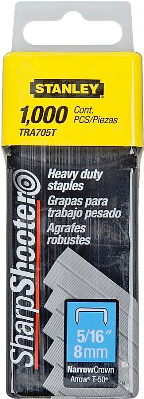 STANLEY TRA705T Staple, 27/64 in W Crown, 5/16 in L Leg, Galvanized, 24 ga, 1500/PK