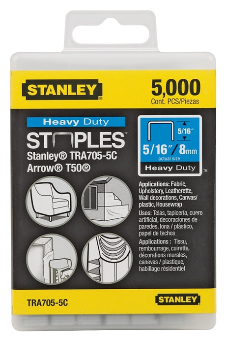 STANLEY TRA705-5C Staple, 27/64 in W Crown, 5/16 in L Leg, Steel, 24 ga Gauge