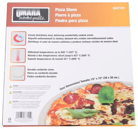 Omaha BBQ-37239 Pizza Stone, 15 in L, Cordierite, Beige, Pack of 4