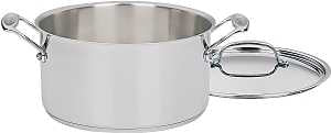 Cuisinart 744-24 Stock Pot with Lid, 6 qt Capacity, Aluminum/Stainless Steel, Polished Mirror