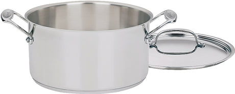 Cuisinart 744-24 Stock Pot with Lid, 6 qt Capacity, Aluminum/Stainless Steel, Polished Mirror