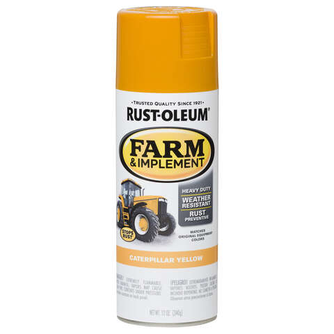 Rust-Oleum Indoor and Outdoor Gloss Caterpillar Yellow Oil-Based Farm & Implement 12 oz, Pack of 6